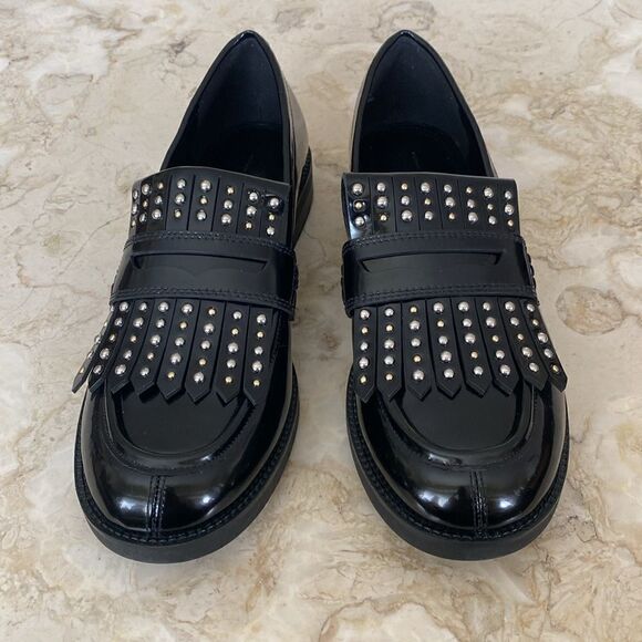 NWOT Design Concepts Studio Patent Leather Studded Loafers - Picture 5 of 14